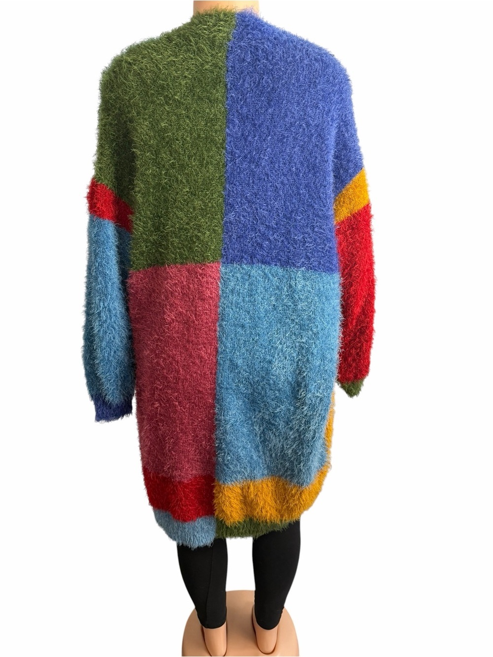 Farm Rio Colorblock Fuzzy Open Front Cardigan Sweater Multi - Picture 9 of 11